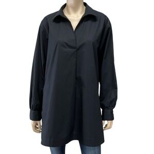 Velvet Heart Shirt Women Medium Black Long Sleeve Popover V-Neck Collar Relaxed